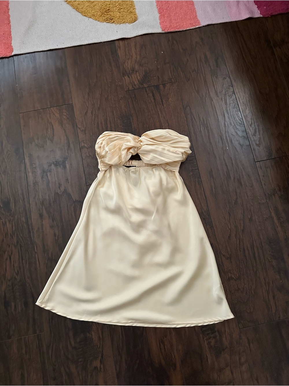 Strapless Cream Satin Dress - Elegant Bandeau Style